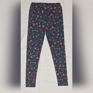 LuLaRoe Leggings One Size OS Teal Pink Yellow Geometric Print Buttery Soft